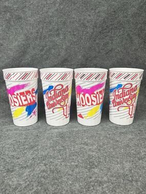 Vintage Indiana University Hoosiers Plastic Stadium Cups Lot 1990s Neon Retro IU